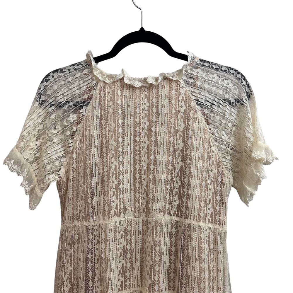 Sundance Lady Annie Embroidered Mesh Dress Lace Tiered V Neck Small Country Chic - Picture 7 of 12